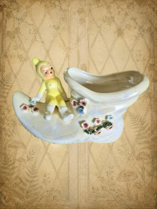 Lucky Brand Other - Hearth Happenings 🏡🧚‍♂️ Vintage Japan Pixie Elf Shoe Planter Fairy Figurine